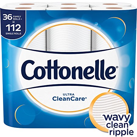 Cottonelle Ultra CleanCare Toilet Paper, Strong Bath Tissue, 36 Family Rolls