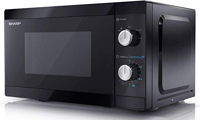 SHARP YC-MS01U-B 800W Solo Microwave Oven with 20L Capacity, 5 Power Levels & Defrost Function – Black
