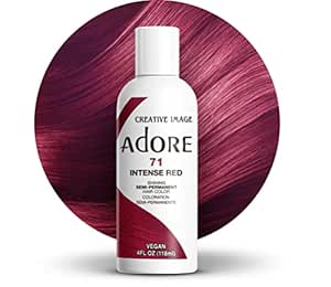 Adore Semi Permanent Hair Color - Vegan and Cruelty-Free Red Hair Dye - 4 Fl Oz - 071 Intense Red (Pack of 1)