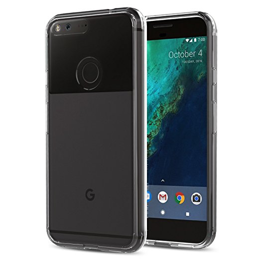 Google Pixel Case - MoKo Shock-absorbent Scratch-resistant Clear Cover Case with Hard PC Back Plate and Flexible TPU Gel Bumper for Google Pixel 5.0 Inch 2016 Release, Crystal Clear