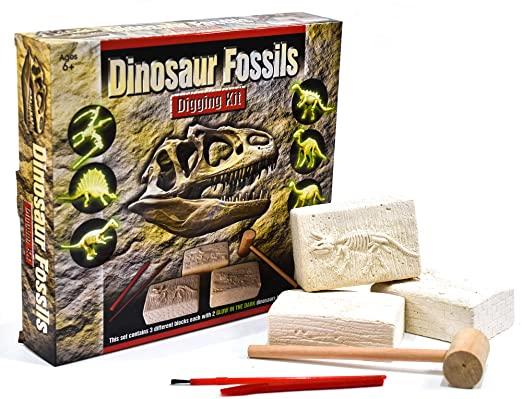 KandyToys Dinosaur Fossils Digging and Excavation Kit | Dig Out Your Own Glow in The Dark Skeleton