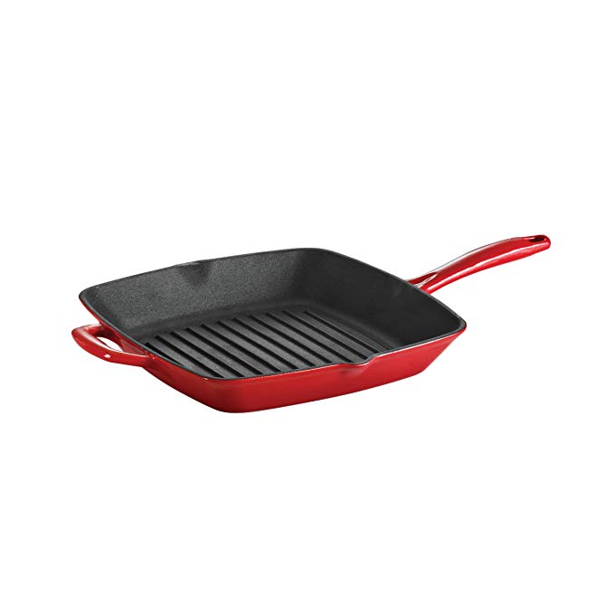 Tramontina Enameled Cast Iron Grill Pan, 11-Inch, Gradated Red