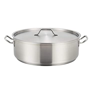 Winco SSLB-15, 15-Quart Stainless Steel Brazier Pan with Cover