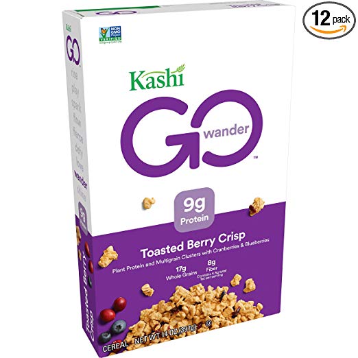 Kashi GO Toasted Berry Crisp Cereal - Vegan | Non-GMO | 14 Ounce (Pack of 12)