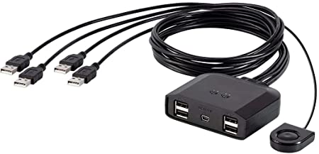 Monoprice 4x4 USB 2.0 Peripheral Sharing Switch, Allows 4 Computers to Share 4 USB Devices