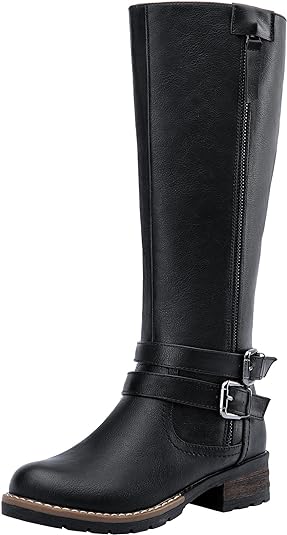 Jeossy Womens' 9660 Knee High Boots | Tall Riding Boots with Outer Decorative Zipper