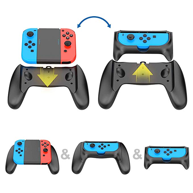 Centeni Switch Joy Con Charging Grip Kit, with Type-C Cable 1m for Nintendo Switch Joy-Con(Black)