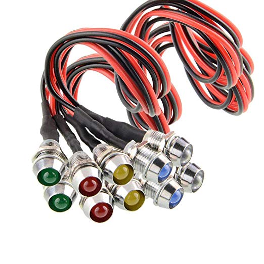 Amotor 10 pcs/Lot LED Indicator Light Lamp Pilot Dash Directional Car Truck Boat Blue red Green Yellow White (Tricolor)