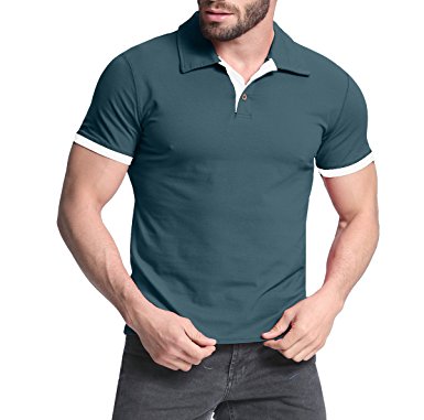 MODCHOK Men's Short Sleeve Poloshirt Cotton Casual T-Shirts Top Slim Fit Tee Tops
