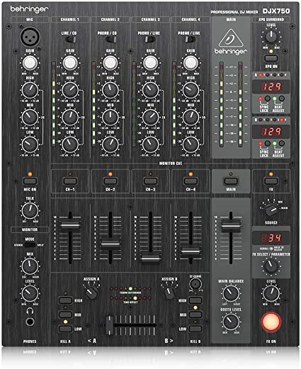 Behringer Pro Mixer DJX750 Professional 5-Channel DJ Mixer with Advanced Digital Effects and BPM Counter