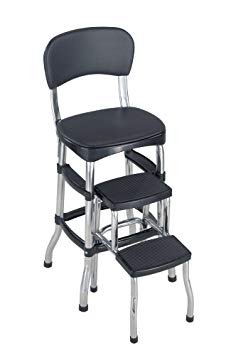 Cosco Black Retro Counter Chair/Step Stool