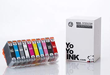 YoYoInk 10 Pack Remanufactured Canon PGI-72 Cartridge (1 Matte Black,1 Photo Black,1 Gray,1 Cyan,1 Photo Cyan,1 Magenta,1 Photo Magenta,1 Yellow,1 Red,1 Chroma Optimizer) - with Ink Level Indicator