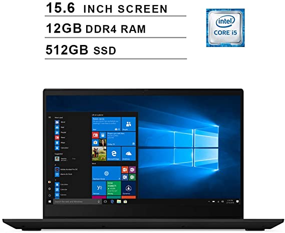 2019 Newest Lenovo IdeaPad S340 15.6 Inch Laptop (Intel Quad-Core i5-8265U up to 3.9GHz, Intel UHD Graphics 620, 12GB DDR4 RAM, 512GB M.2 SSD, WiFi, Bluetooth, HDMI, Windows 10) (Black)