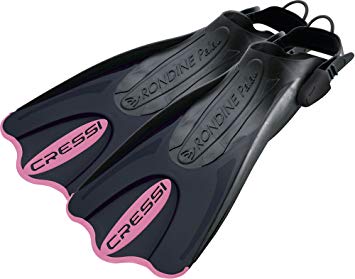 Cressi Short Adjustable Fins - Snorkeling Versatile Open Heel to use also Barefoot - PALAU SAF made in Italy by quality since 1946