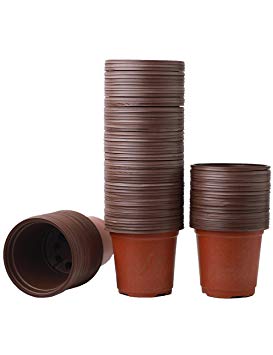 YXMYH 100 Pcs 3.5" Plastic Flower Seedlings Nursery Supplies Planter Pot/pots Containers, Seed Starting Pots, Planting Pots