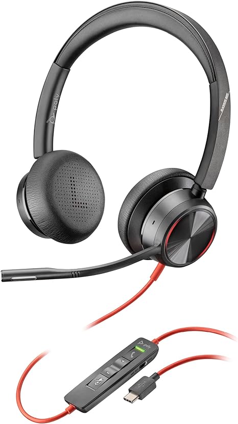 Poly Blackwire 8225 Premium Wired Headset (Plantronics) – Active Noise Canceling – Hi-fi Stereo - Connect to PC/Mac - Works w/Teams, Zoom - Amazon Exclusive