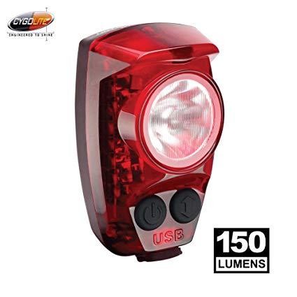Cygolite Hotshot Pro– 150 Lumen Bike Tail Light– 6 Night & Daytime Modes– User Tuneable Flash Speed– Compact Design– IP64 Water Resistant– Secured Hard Mount– USB Rechargeable– Great for Busy Roads