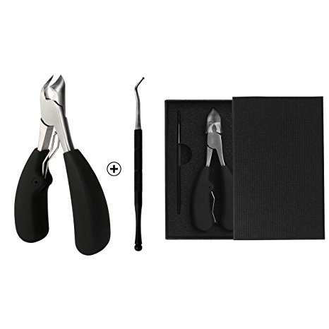 Toenail Nipper with Nail Lifter Set - Super Sharp Precision Clipper Trimmer for Thick or Ingrown Toenails with Gift Box