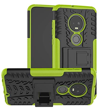 Moto G7 Case, Yiakeng Dual Layer Shockproof Wallet Slim Protective with Kickstand Hard Phone Cases Cover for Motorola Moto G7/G7 Plus (Green)