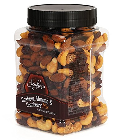 Jaybees Cashew Almond Cranberry Mix Unsalted Mixed Nuts 16 oz Great for Holiday Gift Giving or As Everyday Snack Certified Kosher Featuring Cashews Almonds & Cranberries