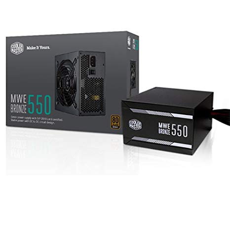 Cooler Master MWE 550 Bronze, 80  Bronze Certified 550W Power Supply, 3 Year Warranty