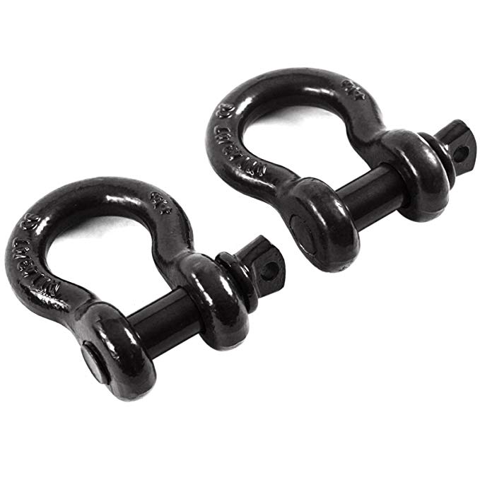 Red Hound Auto 2 Shackles 3/4 Galvanized D Ring Marine Anchor Bow Black with Screw Pin 4.5 Ton