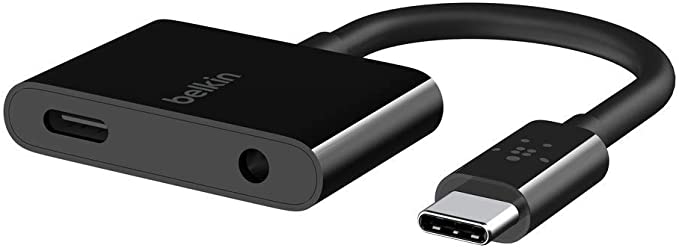 Belkin Rockstar 3.5mm Audio   USB-C Charge Adapter (USB-C Audio Adapter for Note10, Pixel 3, Pixel 3XL, Ipad Pro and More) (F7U080btBLK)