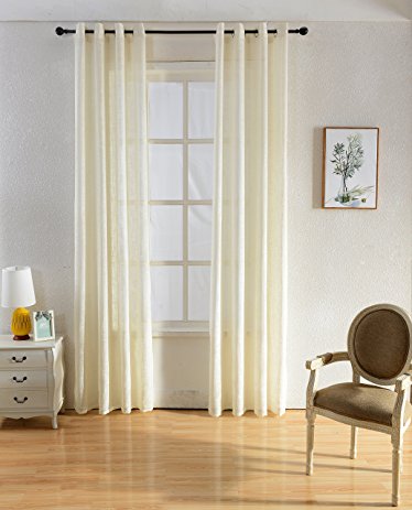 Merrylife High Class Linen Curtains with Grommets | 2 Panels Colorful Window Drapes | Length54” x 84” (IVORY)