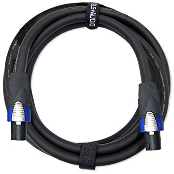 GLS Audio 12 feet Speaker Cable 12AWG Patch Cords - 12 ft Speakon to Speakon Professional Cables Black Neutrik NL4FX (NL4FC) 12 Gauge Wire - Pro 12' Speak-on Cord 12G - Single
