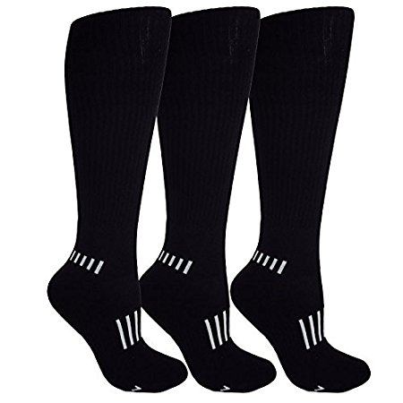 MOXY Socks Black with White Standard Athletic Knee-High 3-Pack