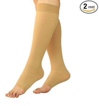 Maternity Compression Stockings - Pregnancy Leggings - Knee High Open Toe Socks