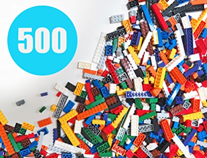 Building Bricks - Regular Colors - 500 Pieces - Compatible with All Major Brands