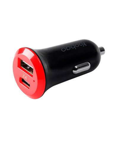 Yoobao® 15W/3A USB Type C Car Charger Adapter with Both USB-C Output and Standard USB-A Output, widely compatible with Google Nexus 6P 5X, New MacBook, Nokia 950 XL, iPhones,iPads and more