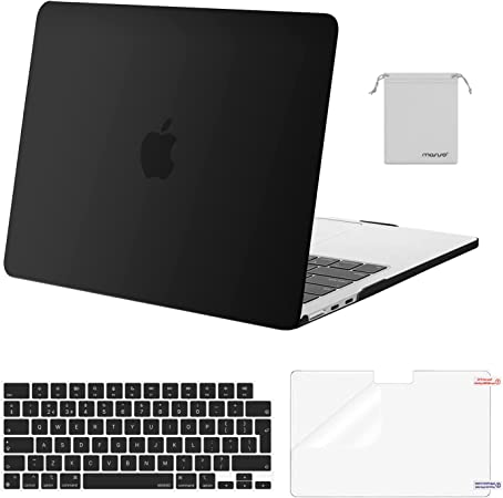 MOSISO Compatible with MacBook Air 13.6 inch Case 2022 Release M2 A2681 Chip with Liquid Retina Display Touch ID, Plastic Hard Shell Case&Keyboard Cover&Screen Protector&Storage Bag, Black