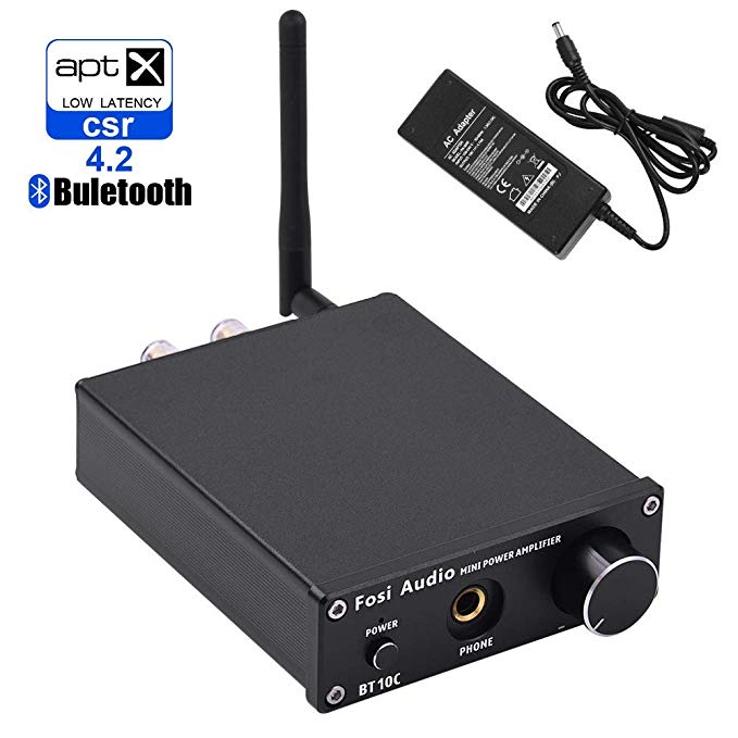 BT10C Bluetooth Amplifier 2 Channel Stereo Class D Mini Amp Receiver Compact Integrated Hi-Fi Headphone Amplifier for Home Desktop Passive Speakers Headphones with Power Supply 50Watt x 2