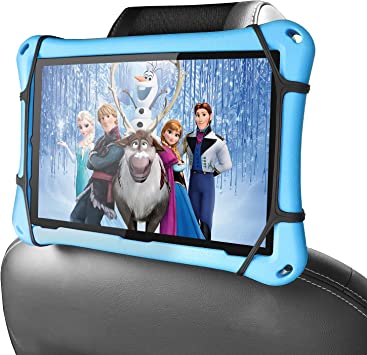 MoKo Universal Headrest Tablet Mount Holder, Adjustable Anti-Slip Strap Car Back Seat Tablet Support for Kids Detachable Stand for 7-11" Tablets Fits iPad 10th/Pro 11 2022/Air 4, Mini 6, Switch, Black