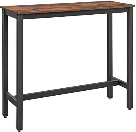 VASAGLE ALINRU Bar Table Narrow, Rectangular Bar Table, Kitchen Table, Pub Dining High Table, Sturdy Metal Frame, 47.2 x 15.7 x 39.4 Inches, Easy Assembly, Industrial Design, Rustic Brown ULBT12X