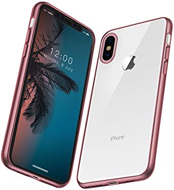 ANTTO Case for iPhone Xs Max, Clear Thin Protective Silicone Cover with Stylish Edge Transparent Soft TPU Phone Case for iPhone Xs Max 6.5 inch-Rose Gold