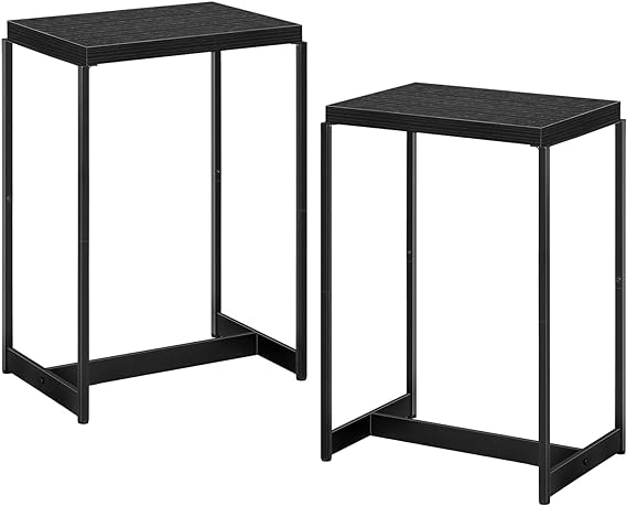 Shinoske Nightstands Set of 2,Narrow Side Table for Small Space,Modern Small End Table with Metal Frame Open Storage Shelf for Bedroom,Living Room,Office Black