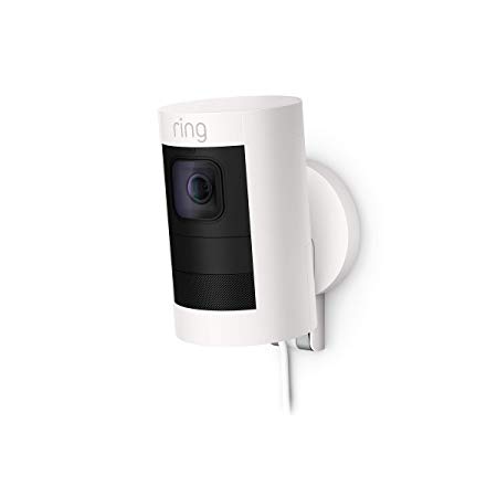 Ring Stick Up Cam Wired HD Security Camera with Two-Way Talk, Night Vision & Siren, White,  Works with Alexa