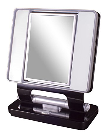 Ottlite Natural Daylight Makeup Mirror 5x/1x Magnification 26w Dual Sided- Black