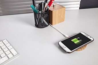 Qi Wireless Charging Pad Made of Beautiful Bamboo by Wasserstein for Samsung Galaxy S6 & S6 Edge, S7, LG G4, Nexus 6, Sony Xperia Z3v, Google, HTC & Other Qi-enabled Phones