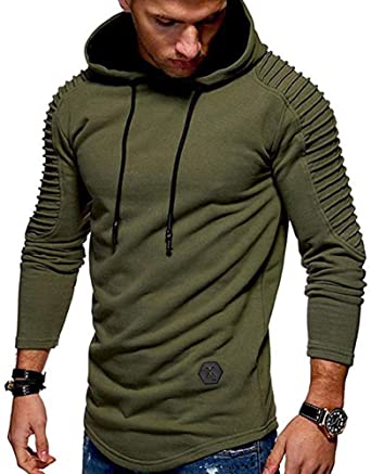 Ekaliy Men Fashion Workout Hoodies Sweatshirts Pullover Long Sleeve Athletic Shirts Sport Wear