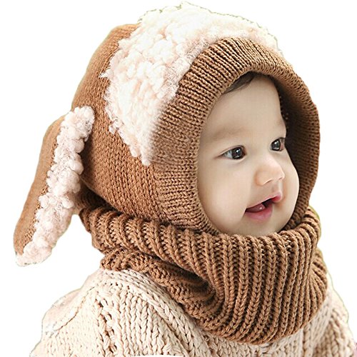 FEITONG(TM) Lovely Winter Baby Kids Girls Boys Warm Woolen Coif Hood Scarf Caps Hats (#A)