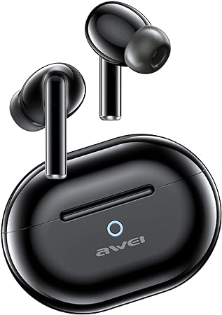 AWEI S1 Pro Active Noise Cancelling Wireless Earbuds, Bluetooth 5.3 Headphones with 4 Mics Call, Hi-Fi Stereo Sound Deep Bass, Ultra Long 24H Playtime, IPX7 Waterproof Earphones for Workout and Sport