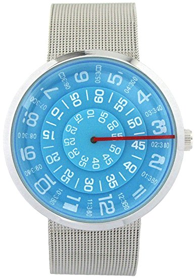YouYouPifa Unisex Special Design Dial Stainless Steel Quartz Business Wrist Watch (Blue)