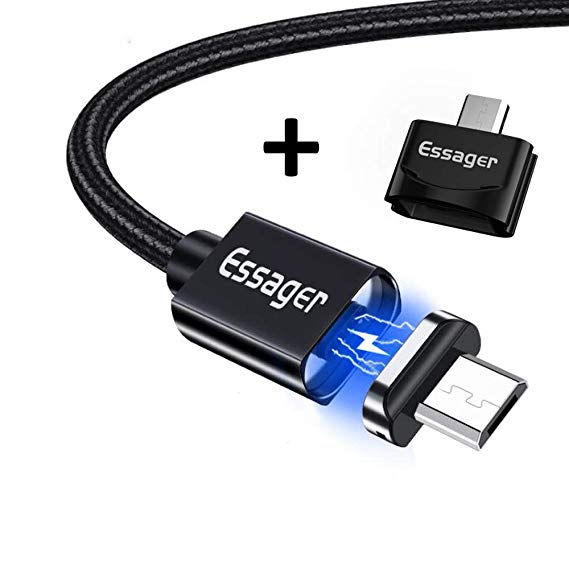 Essager Magnetic Micro USB Cable Fast Data Magnet Braid Cord Charging Cable with Free Micro USB High Speed OTG Adapter