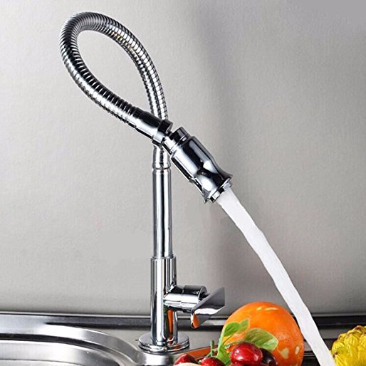 TAPCET 360° Rotating Kitchen Single Lever Tap Sink Chrome Faucets Spout Single Hole Only Cold Water Basin Faucet …