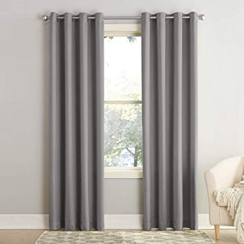 Sun Zero Barrow Energy Efficient Grommet Curtain Panel, 54" x 95", Gray