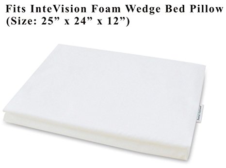 InteVision 400 Thread Count, 100% Egyptian Cotton Bed Wedge Pillowcase; Replacement Cover Designed to Fit the 12" (Height) Version of the InteVision Foam Wedge Bed Pillow (25" x 24" x 12")